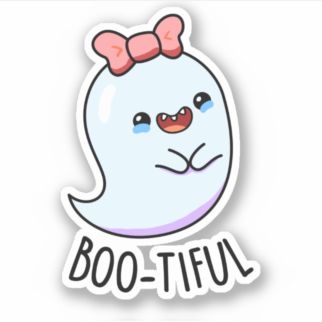 Sticker Fille Drôle Botitique Halloween Fantôme Pun (Devant)