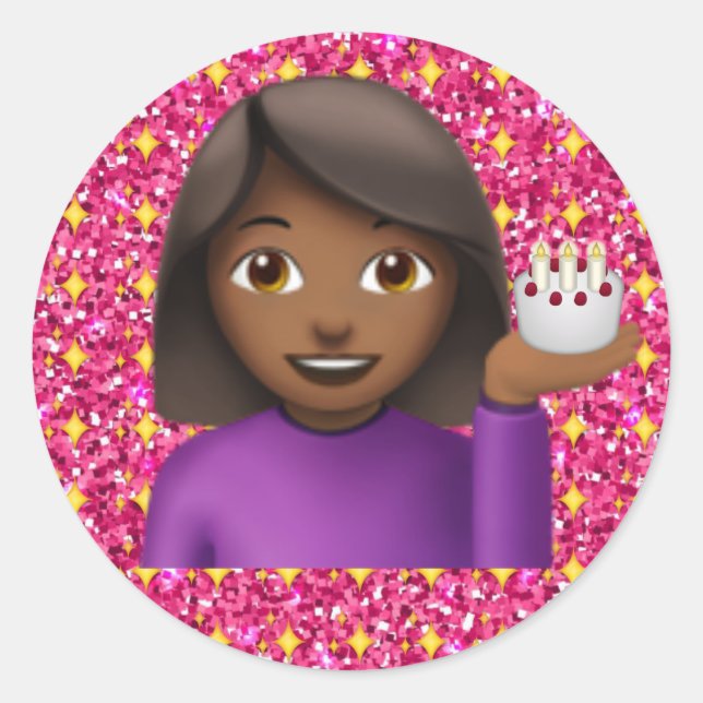 Sticker fille Emoji parties scintillant (Devant)