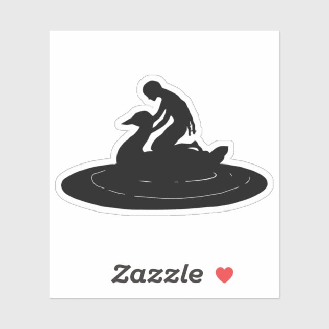 Sticker Fille équitation Swan Silhouette Imaginaire Fairyt (Feuille)