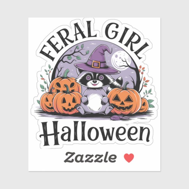 Sticker fille fervente halloween (Feuille)