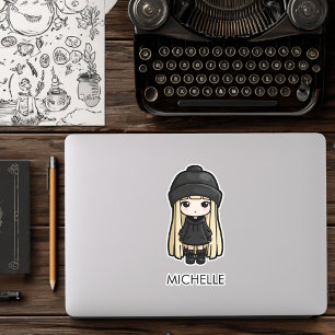 Sticker Fille gothique fille mignonne anime dessin animé p