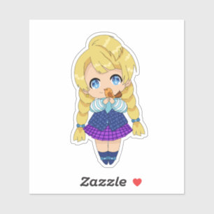 Sticker Fille Kawaii avec oiseau