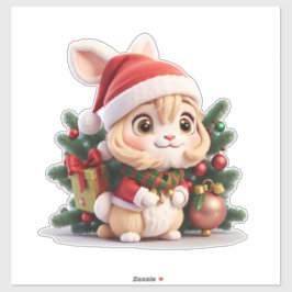 Sticker Fille lapine de Noël
