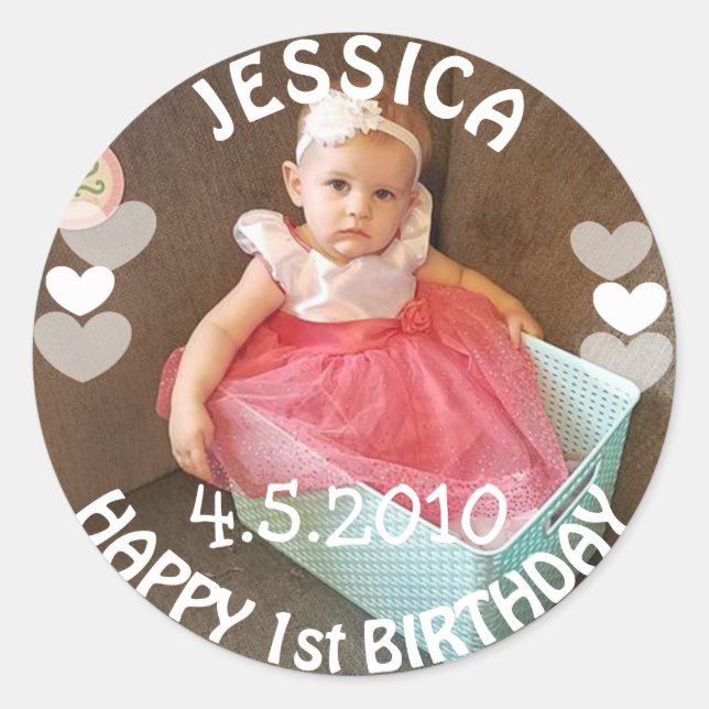 Sticker fille premier anniversaire (Devant)