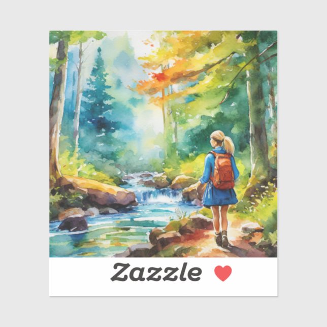 Sticker Fille randonnée (Feuille)