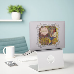 Sticker Fille rêveuse sur mur Géométrie colorée abstraite