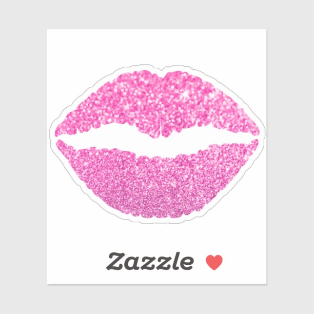 Sticker Fille rose Faux Parties scintillant Lipstick Kiss (Feuille)