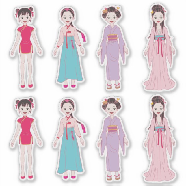 Sticker Filles asiatiques (Devant)