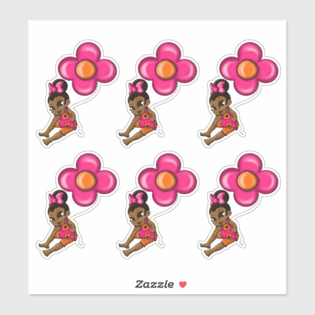 Sticker Filles Bébées afro-américaines (Feuille)