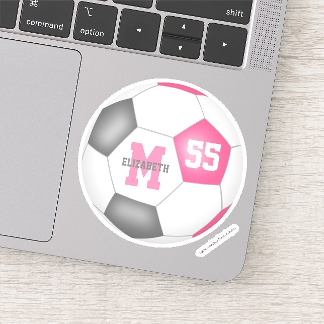Sticker Filles de football gris rose personnalisées (Détail)