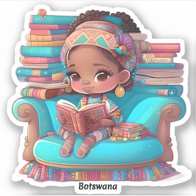 Sticker Filles du monde de la lecture - Botswana (Devant)