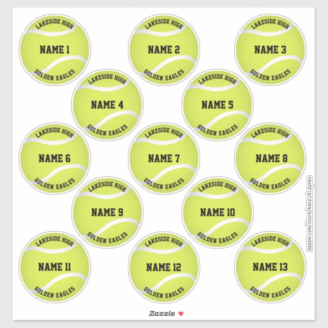 Sticker filles garçons personnalisateurs noms tennis stick (Feuille)