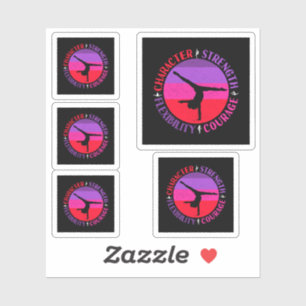 Sticker Filles Gymnastique Caractère Force Courage