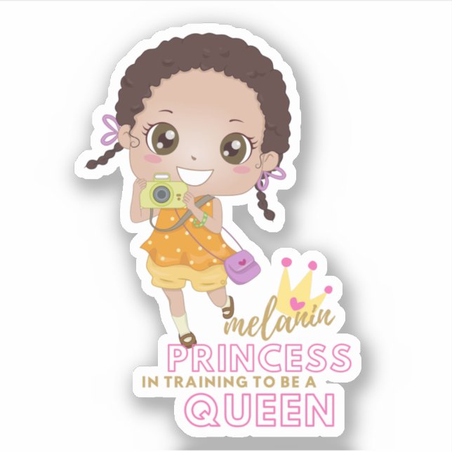 Sticker Filles MELANIN Princesse En Formation Pour Être Re (Devant)