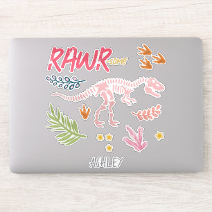 Sticker Filles Mignonnes Dinosaure Rose Brut-Kelques Enfan
