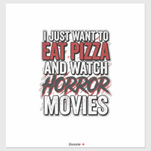 Sticker Films d'horreur de pizza Typographie vintage Hallo