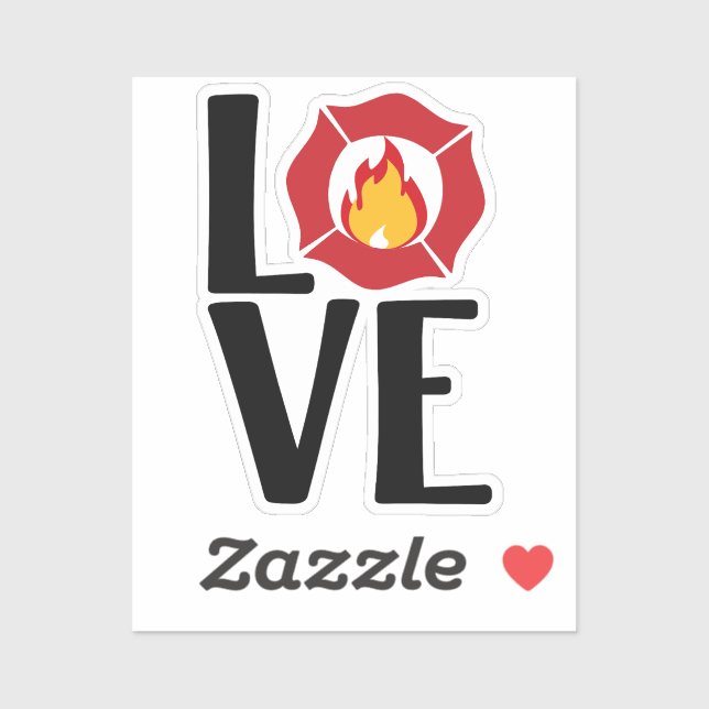 Sticker FIRE LOVE with Maltese Cross and Flame [FL11] (Feuille)