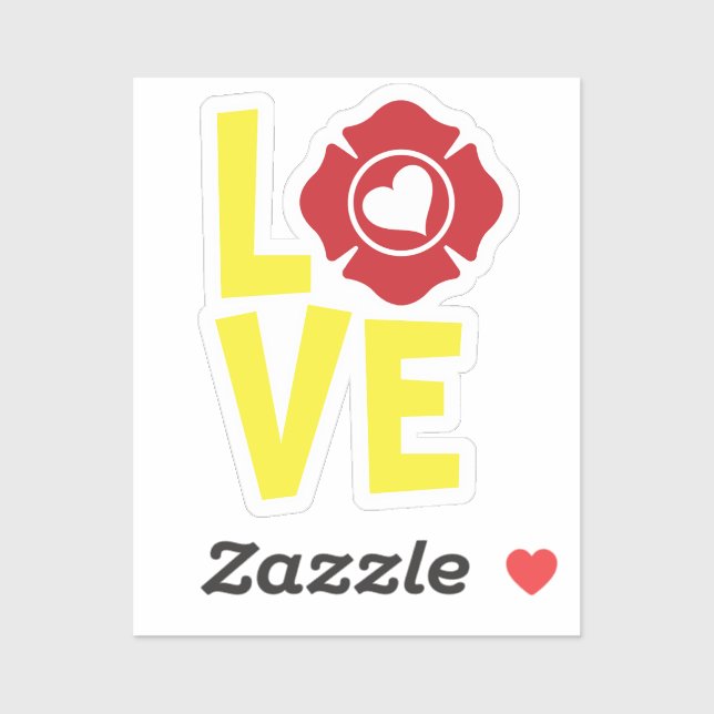 Sticker FIRE LOVE with Maltese Cross and Heart [FL12] (Feuille)