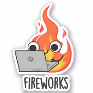 Sticker Fireworks Funky Fire Flame Pun
