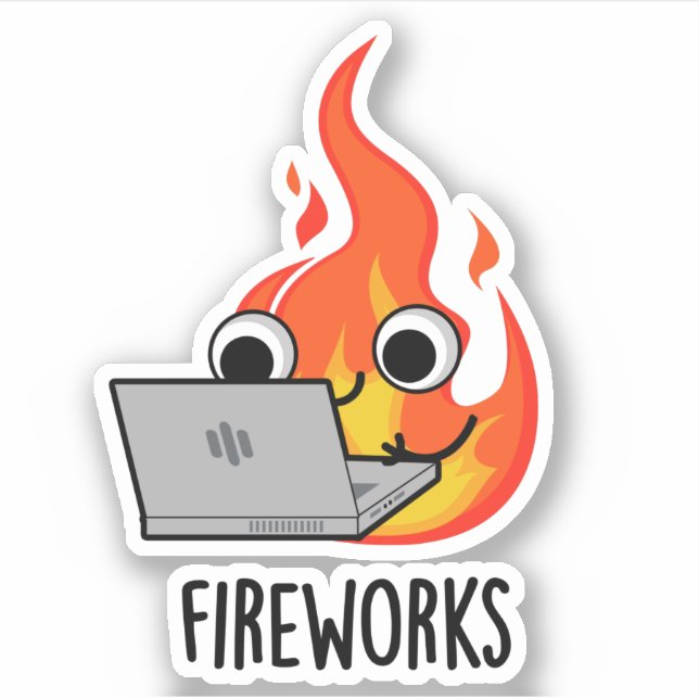 Sticker Fireworks Funky Fire Flame Pun (Devant)