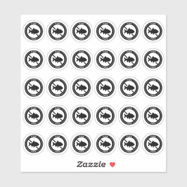 Sticker Fish Free Wedding Place Card Mini Food Allergy (Feuille)