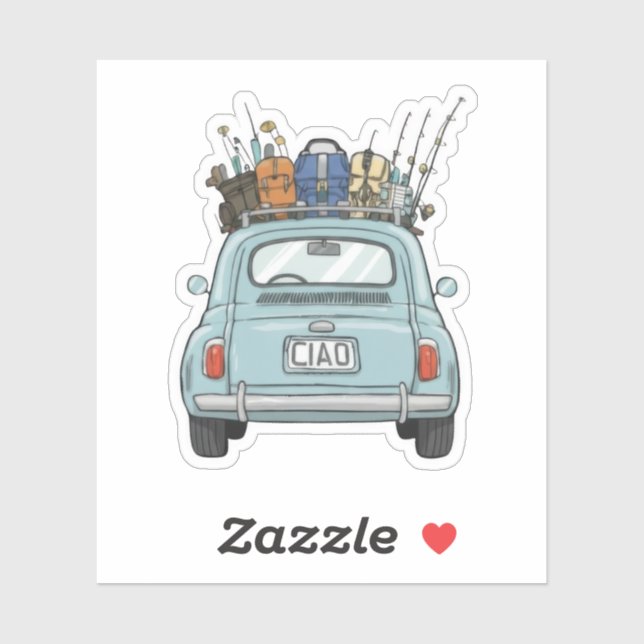 Sticker Fishing Fiat Car (Feuille)
