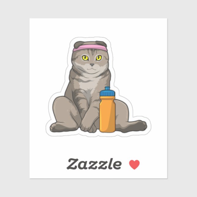 Sticker Fitness Chat Boire de la tasse (Feuille)