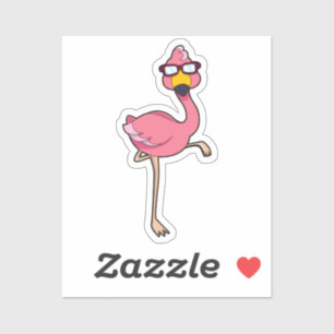 Sticker Flamant rose avec lunettes de soleil