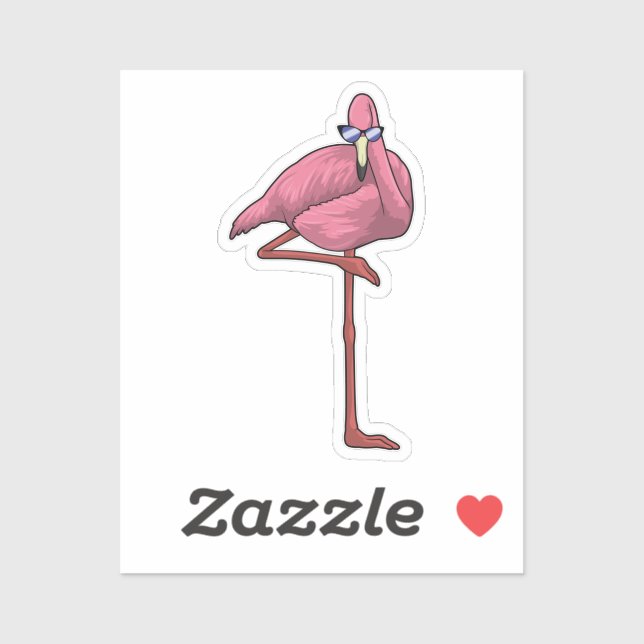 Sticker Flamant rose avec lunettes de soleil (Feuille)