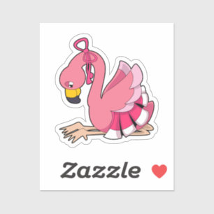 Sticker Flamant rose avec ruban