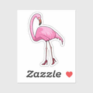 Sticker Flamant rose avec talons hauts