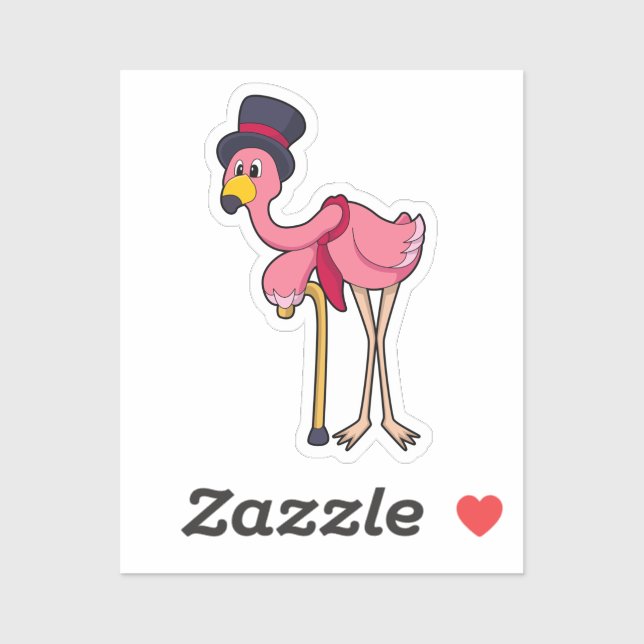 Sticker Flamant rose comme pensionné avec Casquette (Feuille)