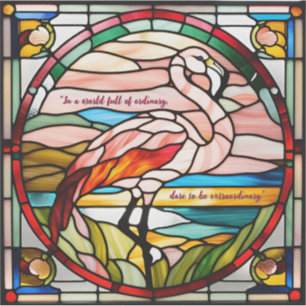 Sticker Flamant rose Faux en Verre