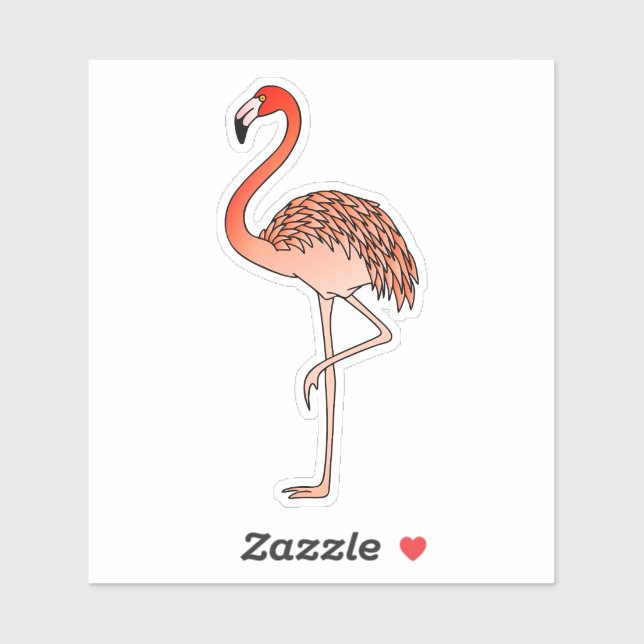 Sticker Flamant rose rose Lineart-57567 (Feuille)