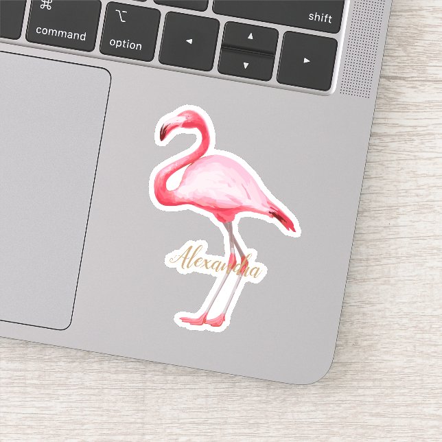 Sticker Flamant rose rose personnalisé (Détail)