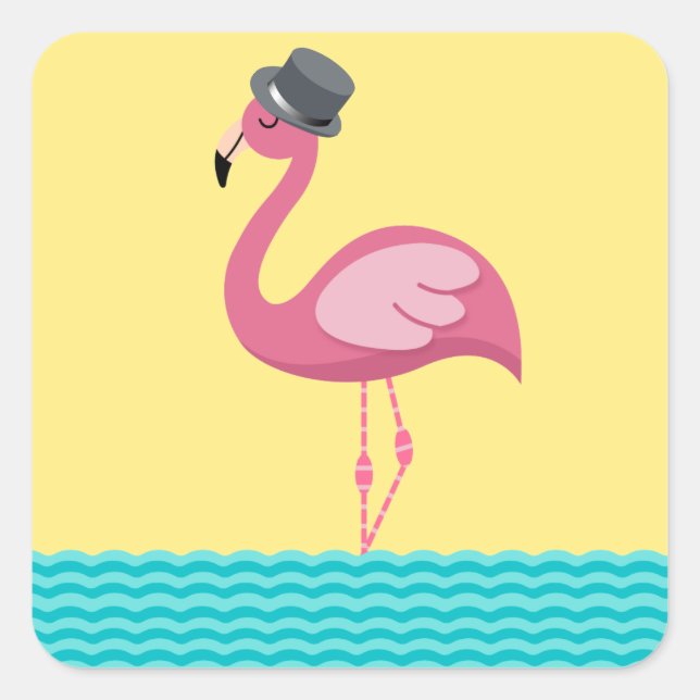 Sticker Flamant rose Top Hat (Devant)