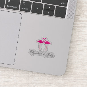 Sticker Flamants roses adorables amoureux - Personnalisé