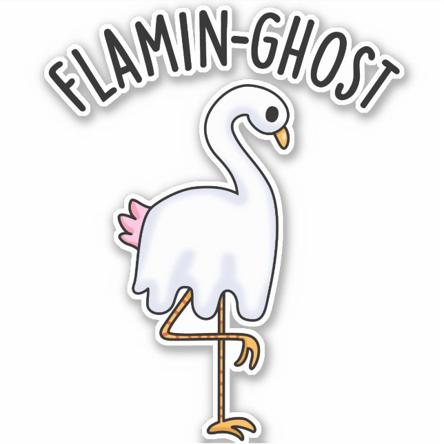 Sticker Flamin-fantôme Funny Flamant rose Fantôme Pun (Devant)