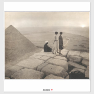 Sticker Flapper Girls Sunrise Khufu Pyramid, Égypte 1920