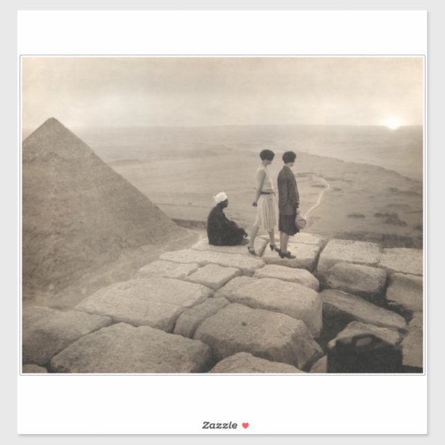 Sticker Flapper Girls Sunrise Khufu Pyramid, Égypte 1920 (Feuille)
