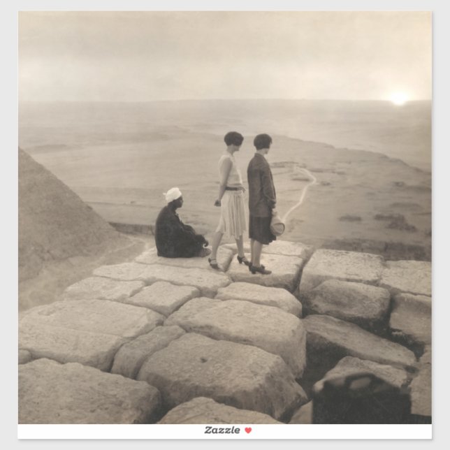 Sticker Flapper Girls Sunrise Khufu Pyramid, Égypte 1920 (Feuille)