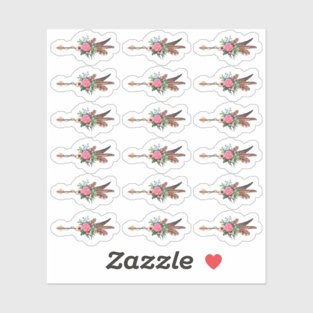 Sticker Flèche de plumes bohème rustique Feuille de planne (Feuille)