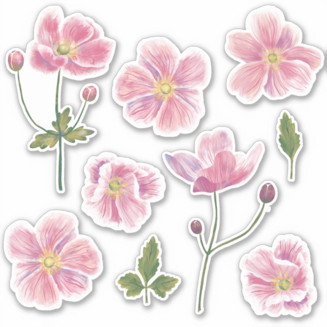 Sticker Fleur anémonée japonaise (Devant)