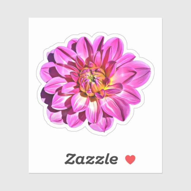 Sticker Fleur Dahlia géante rose magenta (Feuille)