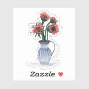 Sticker Fleur dans un vase aquarelle