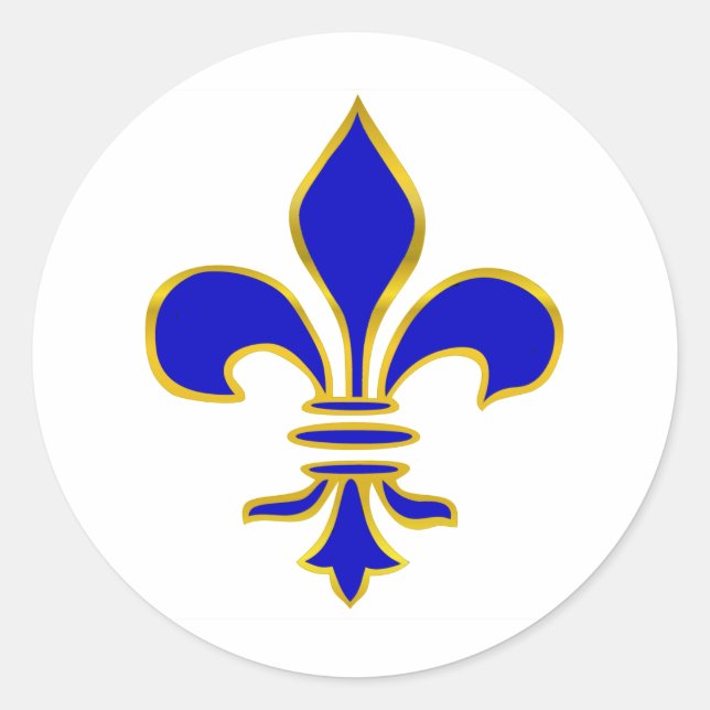 Sticker Fleur de lis bleu foncé et or (Devant)