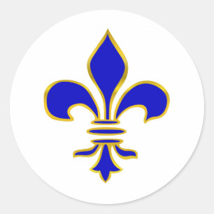 Sticker Fleur de lis bleu foncé et or