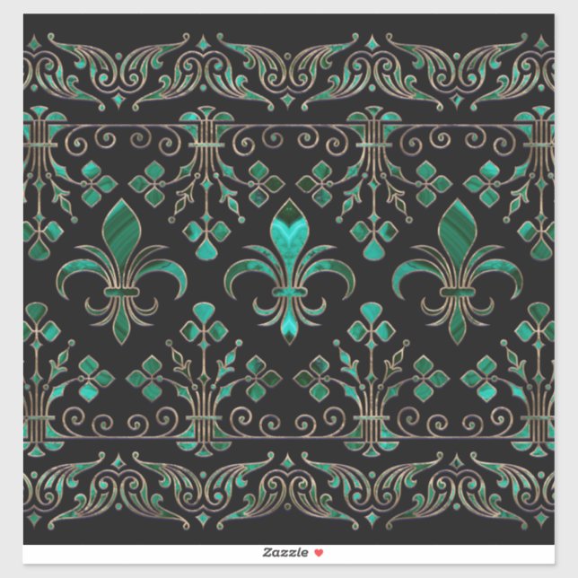 Sticker Fleur de lis ornement Malachite Vert (Feuille)