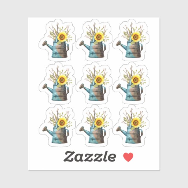 Sticker Fleur de tournesol Floral arrosage rustique peut f (Feuille)