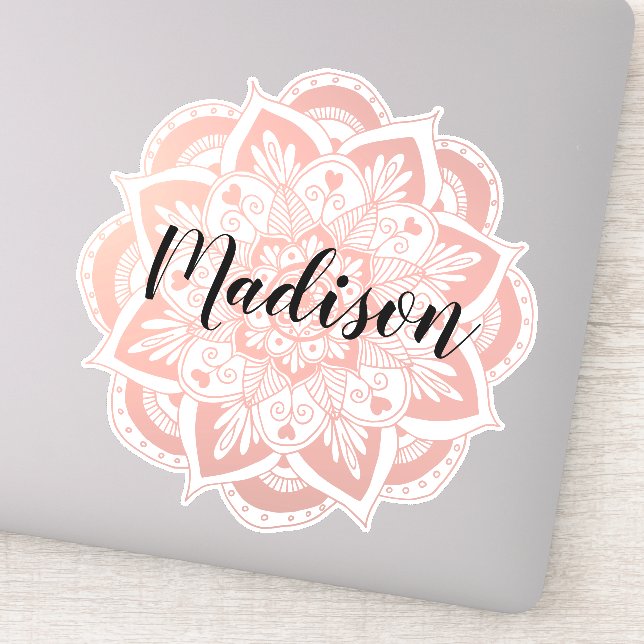 Sticker Fleur d'or Rose personnalisé Mandala (Détail)